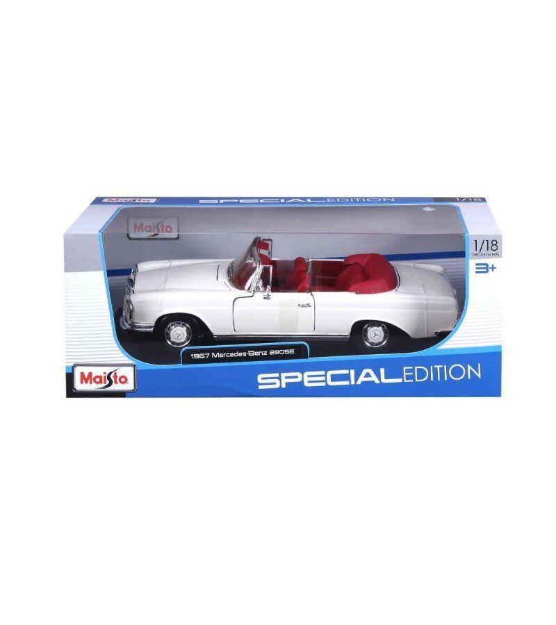 1967 Mercedes-Benz 280SE 1:18 Ölçekli Klasik Araba Beyaz Renkli 30 Cm