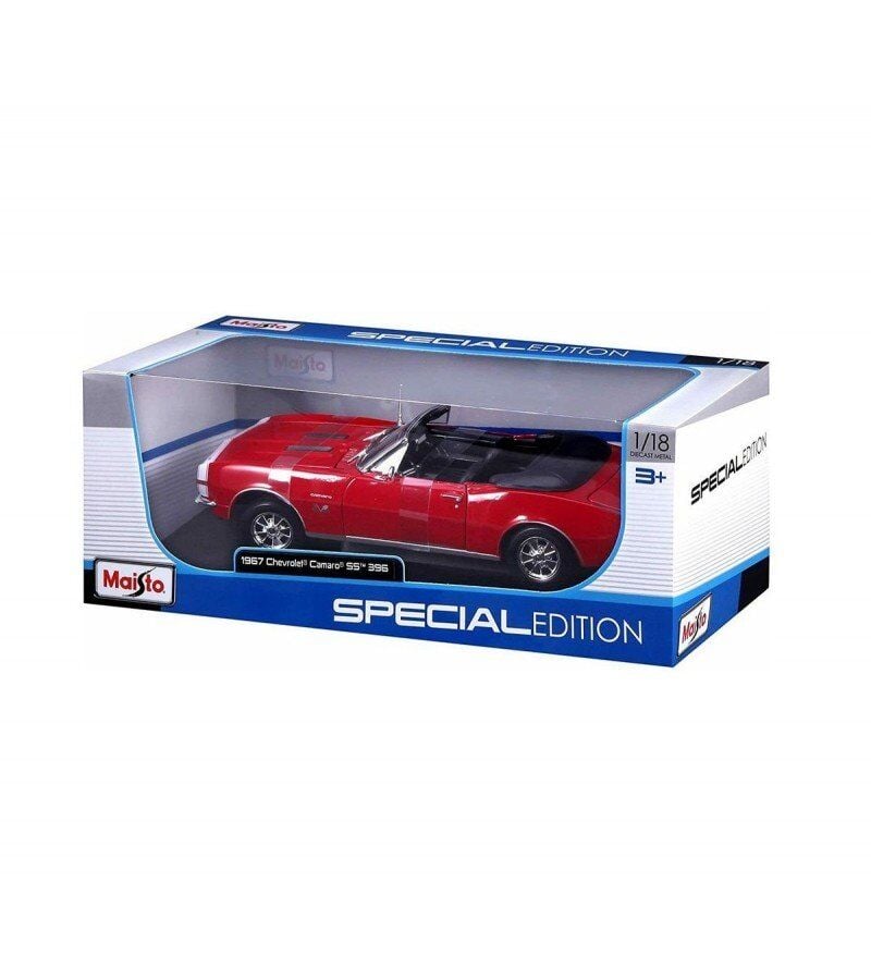 1967 Chevrolet Camaro SS 396 1:18 Ölçekli Klasik Araba Kırmızı Renkli 30 Cm