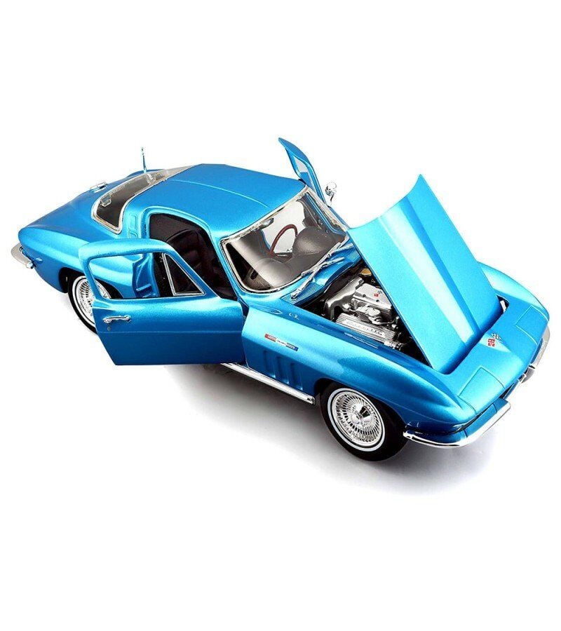 1965 Chevrolet Corvette 1:18 Ölçekli Klasik Araba Mavi Renkli 30 Cm