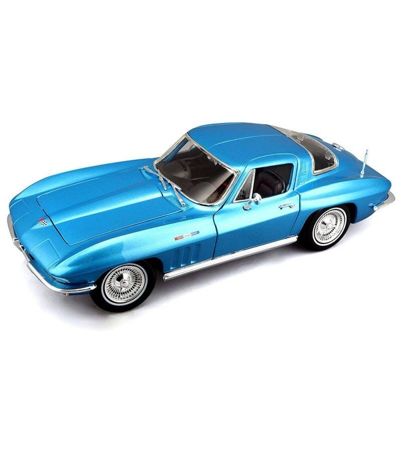 1965 Chevrolet Corvette 1:18 Ölçekli Klasik Araba Mavi Renkli 30 Cm
