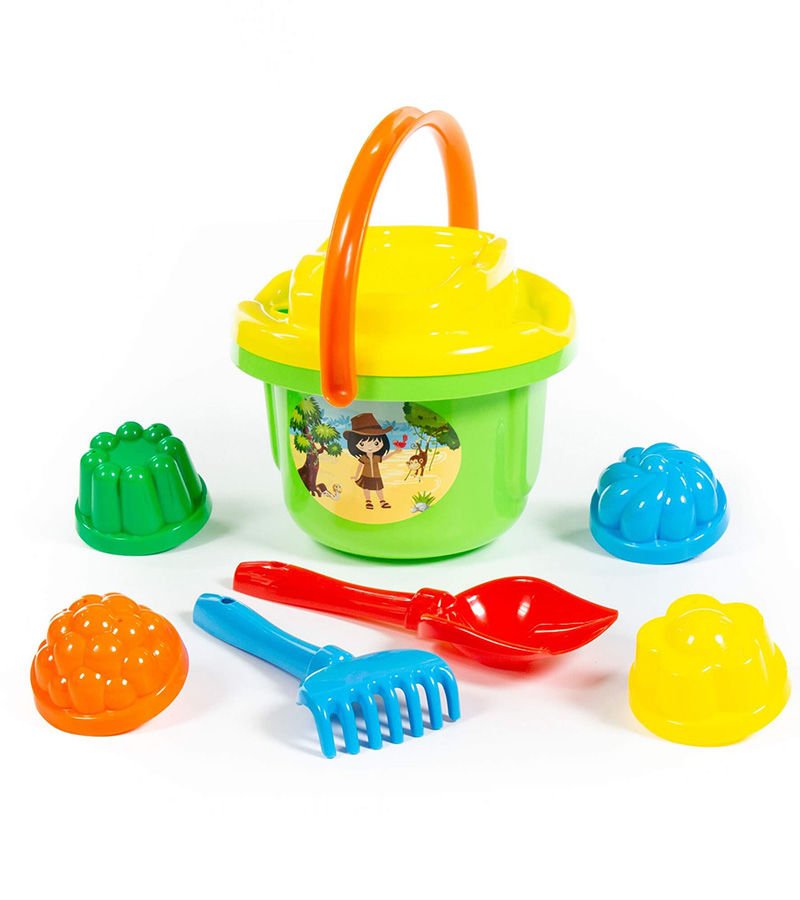 Büyük Kova, Kürek, Tırmık ve 4 Adet Kum Kalıpları Seti Yeşil